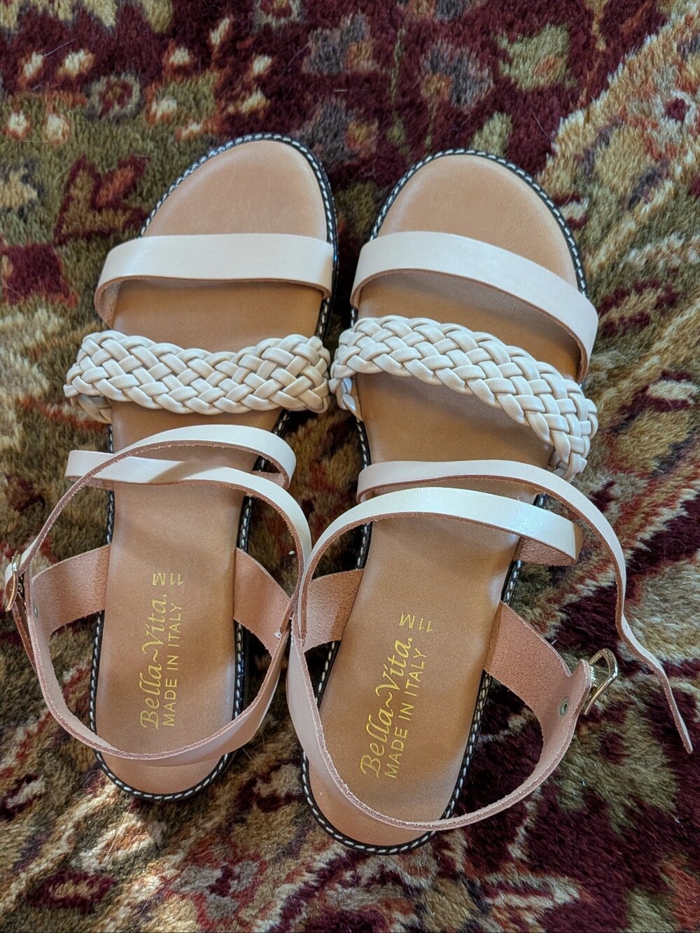 Bella Vita Cream Braided-Strap Sandals. NEW! Goes With Anything!